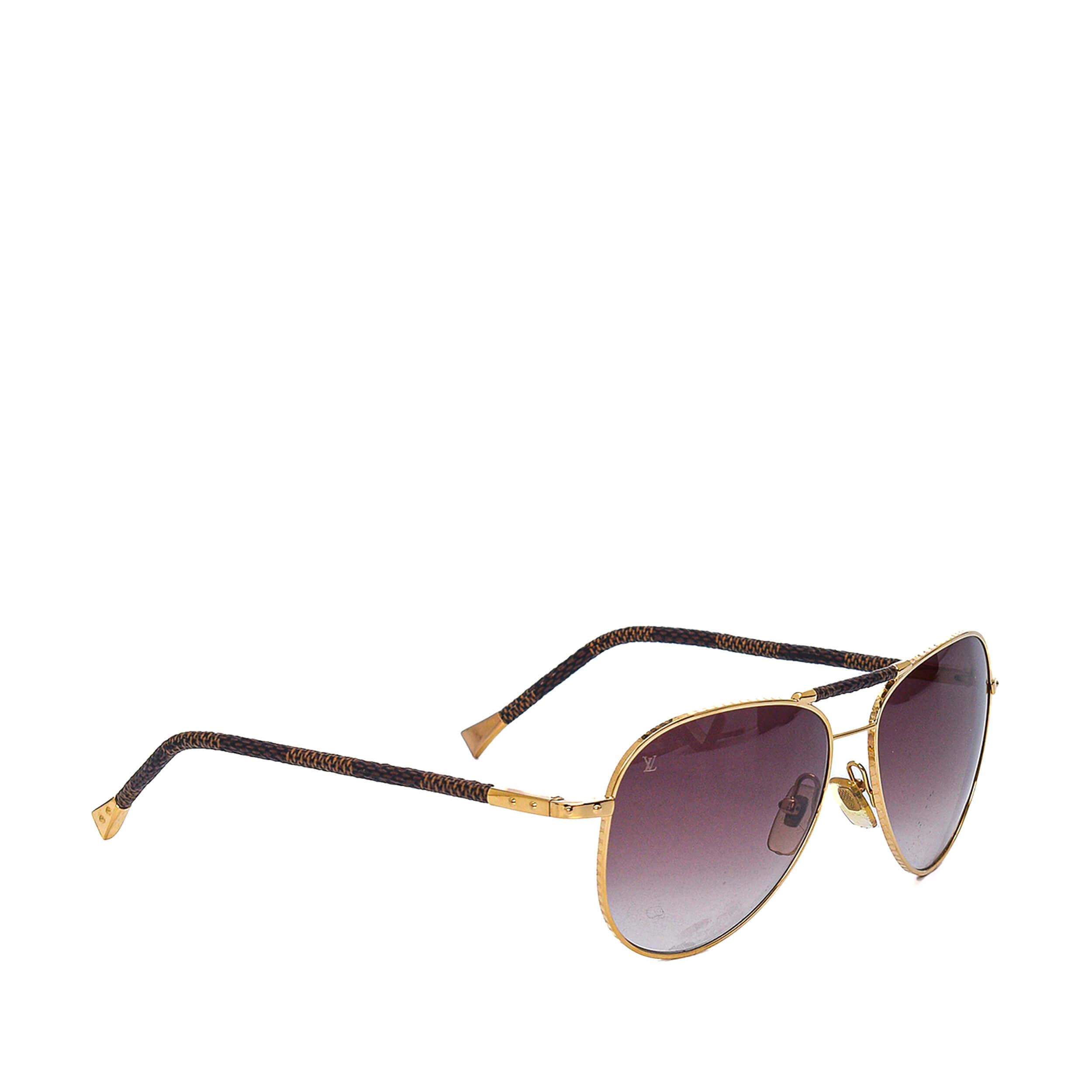 Louis Vuitton - Gold Tone &Damier Ebene Canvas Sunglasses